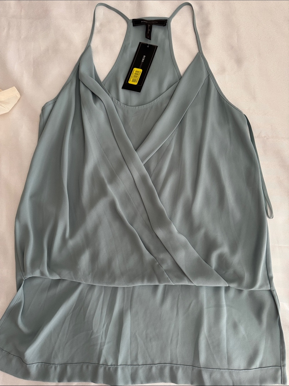 BCBGMax Aria Sleeveless Surplice Blouse - Pale Blue